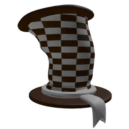 Brown Checkered Distorted Top Hat