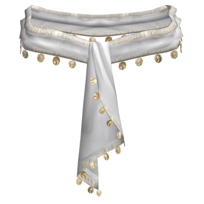 3.0 Elegant Coin Satin White Gold Scarf Belt