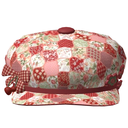 Green red igari floral cottage cute beret mori kei