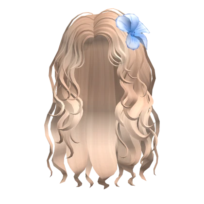 🍀Summer Wavy Hair w Blue Flower (Blonde)