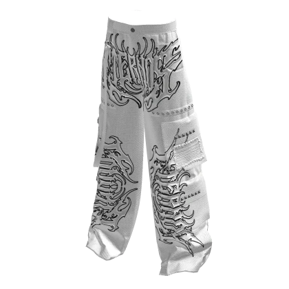 Eternos White Y2K Cargo Pants