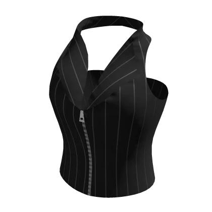 sleeveless pin striped halter crop tank top black