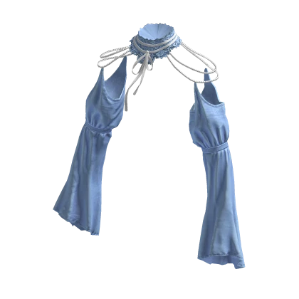 Blue Cute Ribbon Ruffle Arm Sleeves w/ Choker 🫐