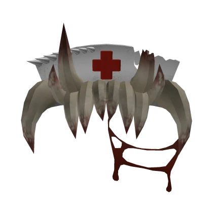 goth nurse hat with teeth red white