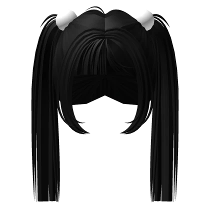 Cute Doll like Pigtails w/ Pompoms in Black