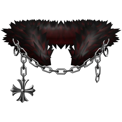 Crimson Dark Light Chain Heraldic Pendant Neck Fur