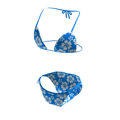 Summer hibiscus swimsuit blue