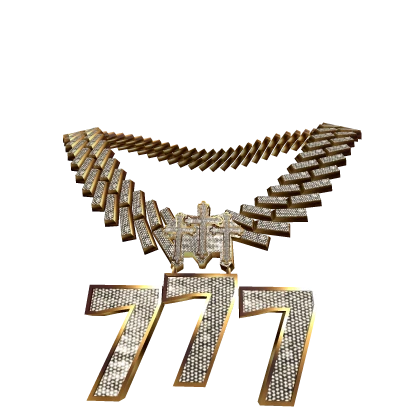 4.0 boy 777 chain iced out triple cross clip gold