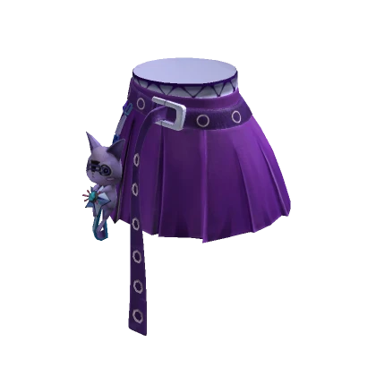 Violet Pleated Skirt w/ Oversized Belt & Cat ACCY