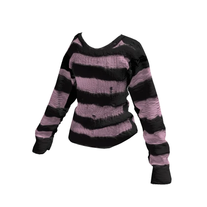 Distressed Knit Grunge Striped Oversized Sweater