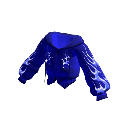 Hoodie Jacket Double Zip Y2K Blue Chrome