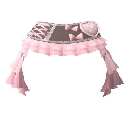 🎀Chibi Doll Chocolate/Pink Handkerchief Hem Skirt