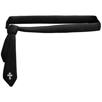 [1.0] Y2K Black Tie Belt with cross logo