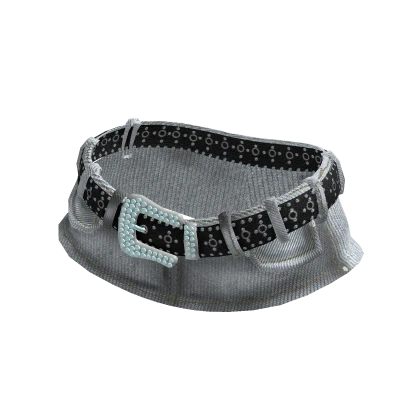 Y2K Belted Denim Micro Skirt in White