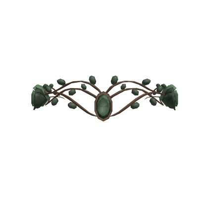Elven Rose tiara with forest green gemstone