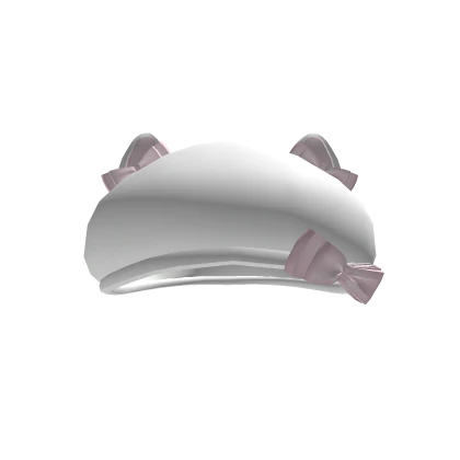♡ ┊ white kitty cat beret with pink bows