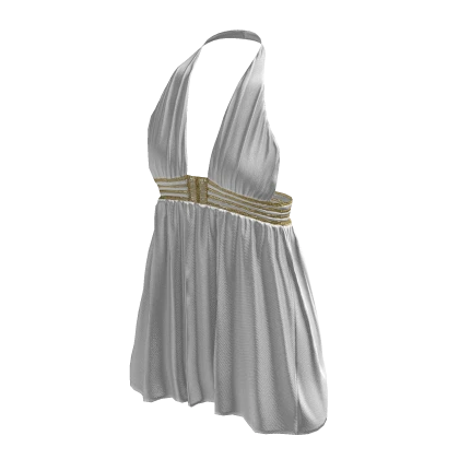 ♕ 2000s Versatile Flowy Halter Dress in White Gold