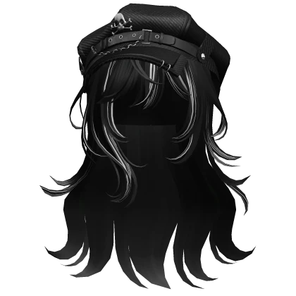 Black&White Graceful Layered Hair w/Skull Punk Cap