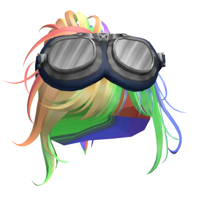 Rainbow Dashy Ponytail W Blue Goggles