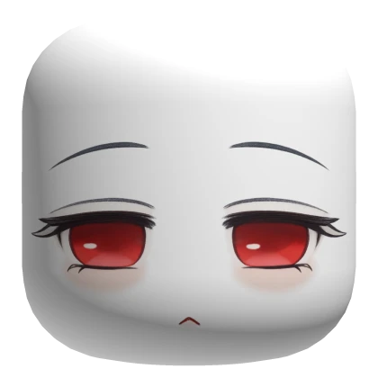 Soft Disappointment Face w/ Deep Red Eyes - White