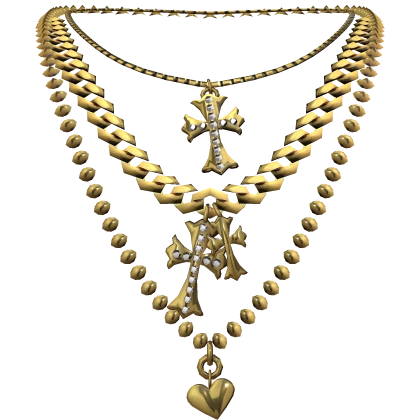 Chrome Cross Layered Gold Necklace