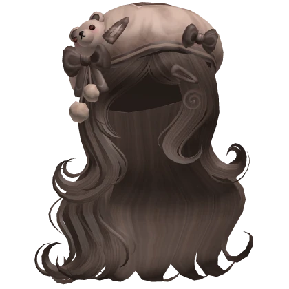 ♡ Kawaii Swirled Brown Hair w/ Brown Bear Beret