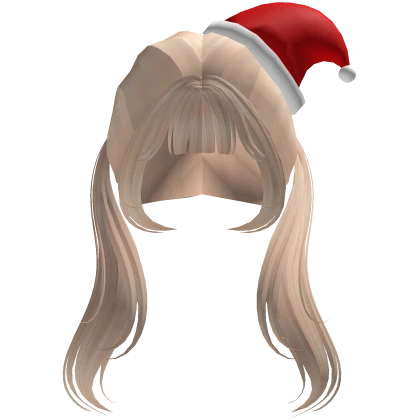 Cute Blond Christmas Girl Hair With Red Santa Hat
