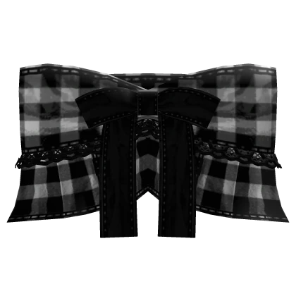 † : plaid black little lace bow top