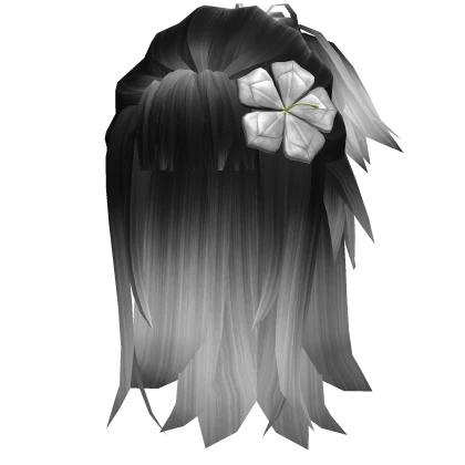 White Wavy Anime Hair with Flower