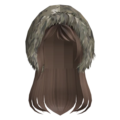 Camo Winter Hood w/ Hair Brown