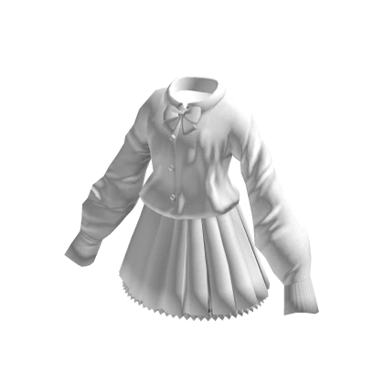 Cute Sweater Skirt School Outfit - White