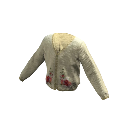 Cream Cottagecore Flower Cardigan