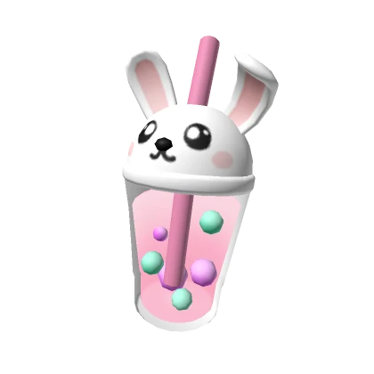 Cute Rose Petal Bunny Boba Tea