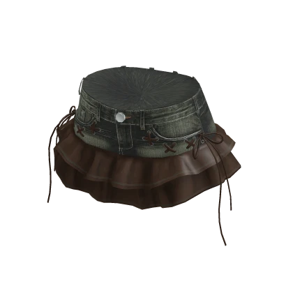 💗Y2K RUFFLED DENIM SKIRT_BROWN