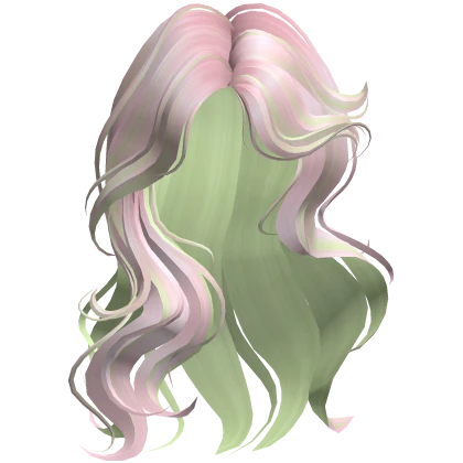♡ Voluminous Wavy Girly Hair in Igari Pink & Green