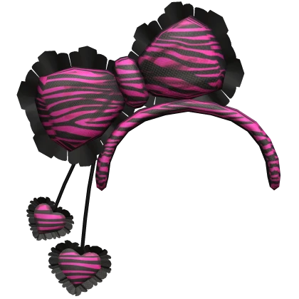 Pink Zebra Gyaru Bow Headband Scene Y2K Harajuku 