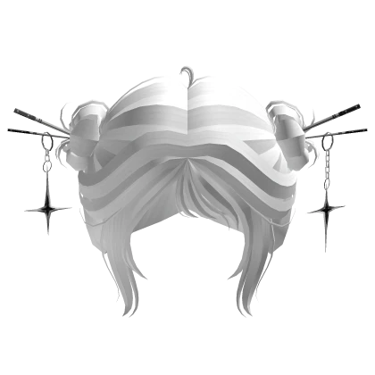 Messy Cyber Punk Buns w/ Chopsticks - White