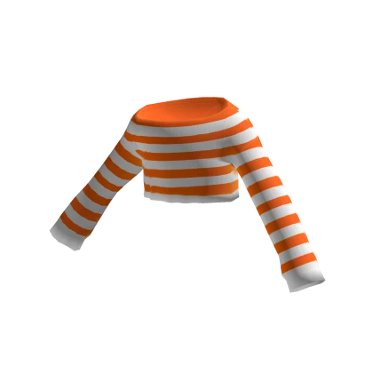 Orange & White Stripe Off Shoulder Cropped Sweater