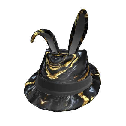Black Gold Marble Bunny Ear Fedora V1