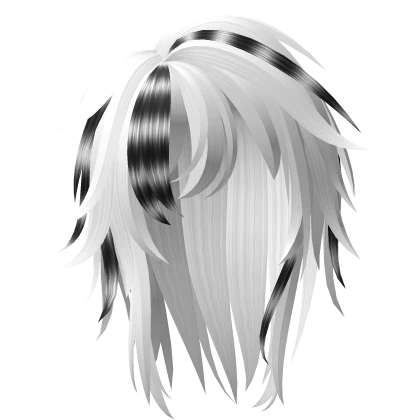 White Fluffy Messy Emo Scene Hair w/ Black Stripes