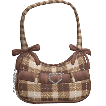 ♡ Brown Plaid Bag with bow dark academia ♡