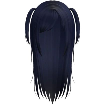 long wispy side bangs hair with pigtails in blue