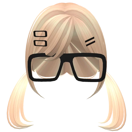 blonde dolly twin pigtails w jumbo nerdy glasses