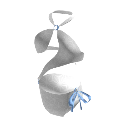 White cut-out bikini with Japanese style pattern