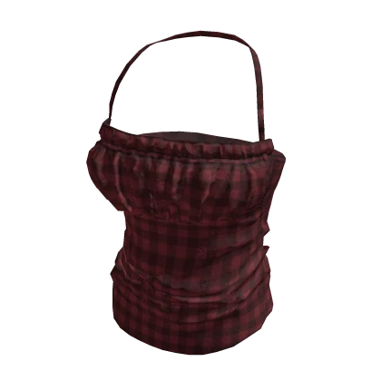 Ruched Halter Top_TOP552_plaid red y2k