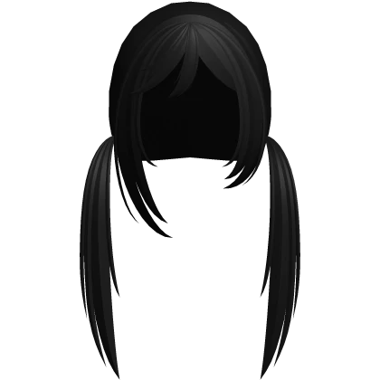long emo messy nerdy pigtails in black