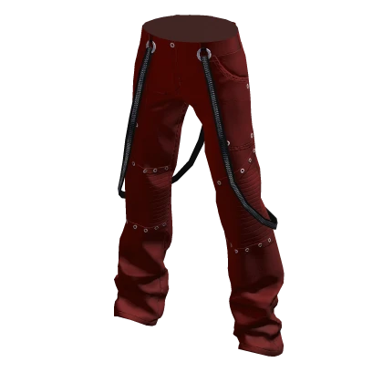 Zipped Cargo Pants Red