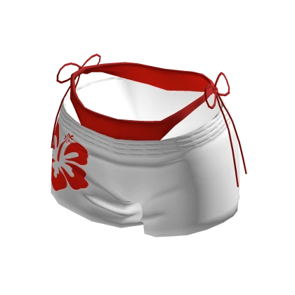 Whale Tail Hibiscus Shorts W Red Bikini Bottoms