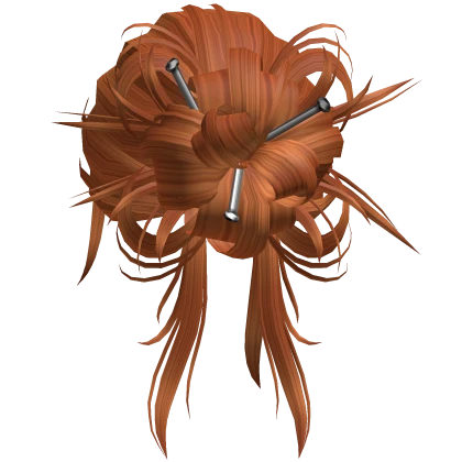 Pulled Back Orange Messy Hair Bun