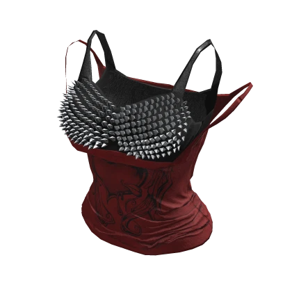 ʚ♡ɞ Emo Spike Studded Red Graphic Tank top